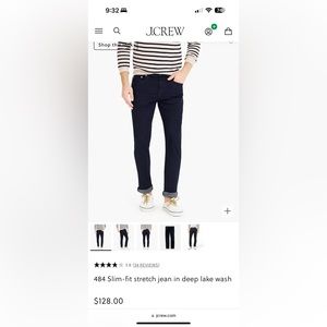J. Crew 484 Slim-fit stretch jean in deep lake wash